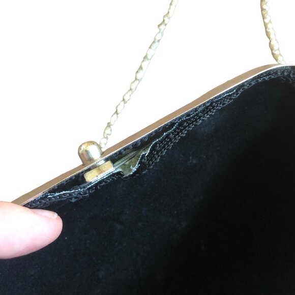 Vintage Carlo Fellini Hard Shell Metal Glamour Art Deco Harlequin Evening Bag - Picture 5 of 9